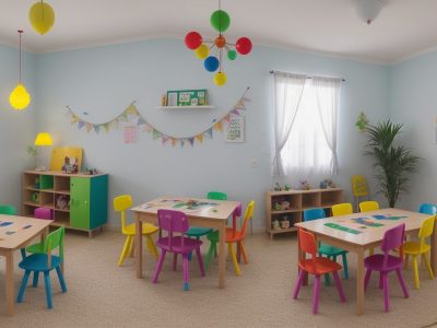Crianças participando de atividades lúdicas e jogos educativos em um ambiente de educação infantil, promovendo o desenvolvimento infantil.