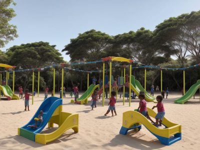 Crianças sorrindo e interagindo em atividades recreativas e jogos educativos que promovem a educação lúdica e o desenvolvimento infantil