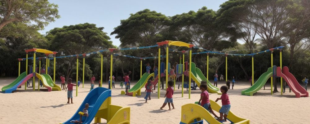 Crianças sorrindo e interagindo em atividades recreativas e jogos educativos que promovem a educação lúdica e o desenvolvimento infantil