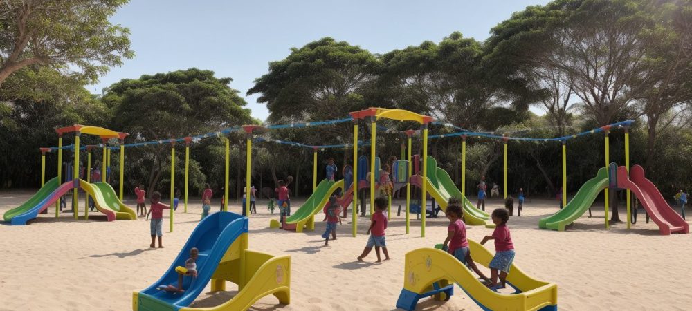 Crianças sorrindo e interagindo em atividades recreativas e jogos educativos que promovem a educação lúdica e o desenvolvimento infantil