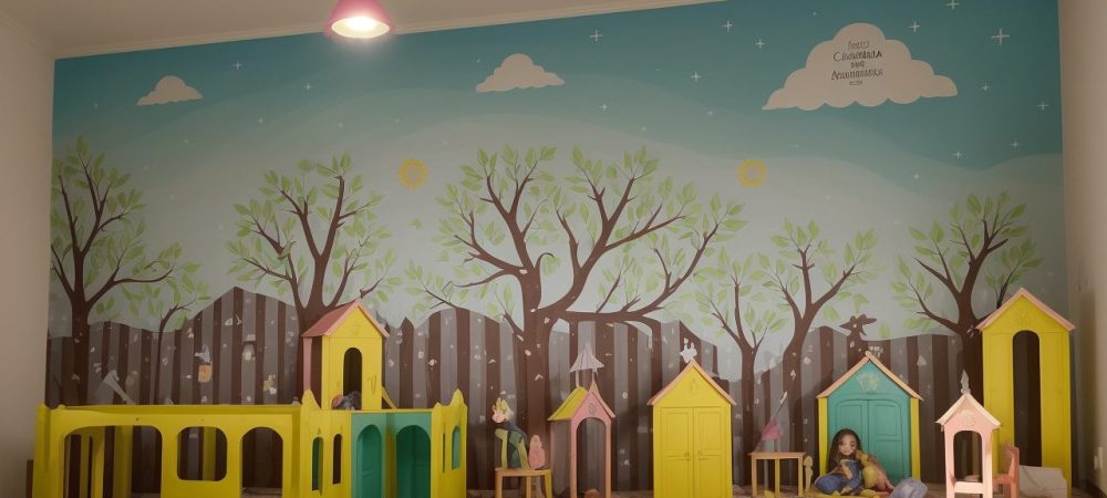 Crianças ouvindo contação de histórias infantil, com expressão de encanto e aprendizado, em ambiente acolhedor e colorido.