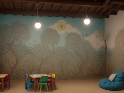 Crianças atentas ouvindo a contação de histórias na educação infantil, com livros e elementos visuais