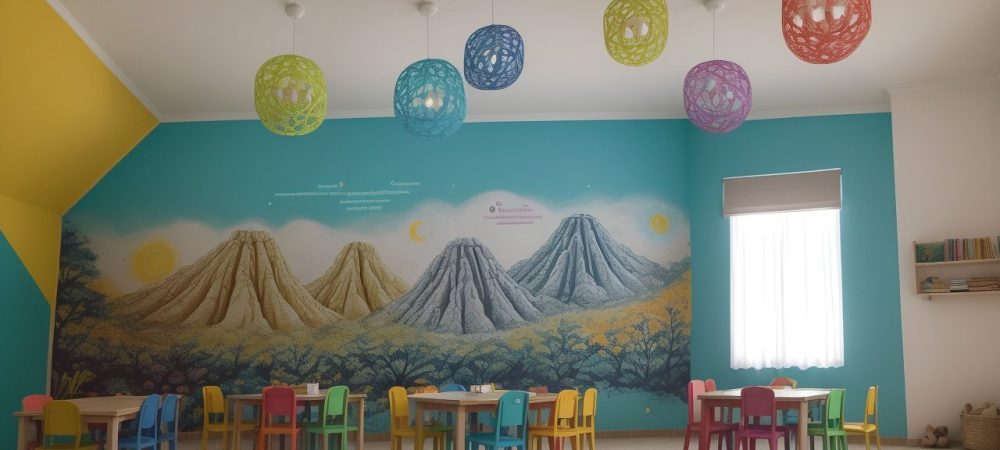 Crianças ouvindo atentamente uma contadora de histórias, usando fantoches e elementos visuais para contar histórias na educação infantil.