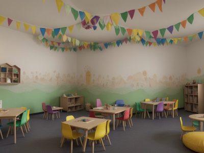 Professor contando história para crianças em sala de aula, com livros e elementos visuais para a contação de histórias na educação infantil