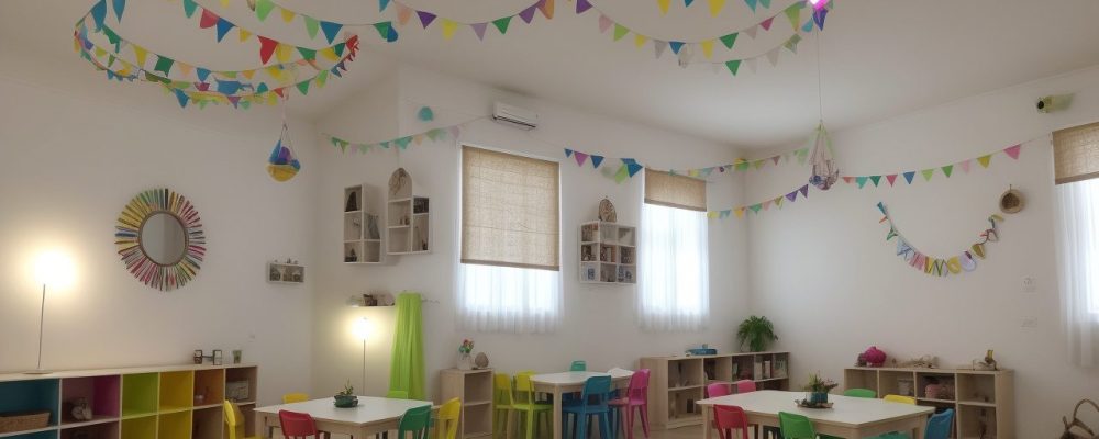 Crianças ouvindo atentas a um contador de histórias, com elementos visuais que evocam a magia da contação na educação infantil.