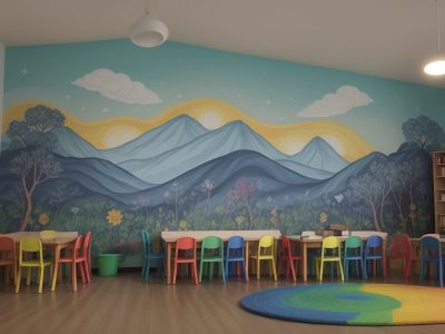 Crianças reunidas em círculo ouvindo atentamente a contação de histórias infantil em sala de aula, com recursos visuais