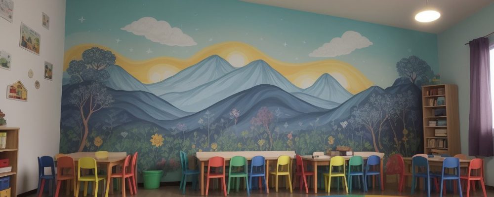 Crianças reunidas em círculo ouvindo atentamente a contação de histórias infantil em sala de aula, com recursos visuais