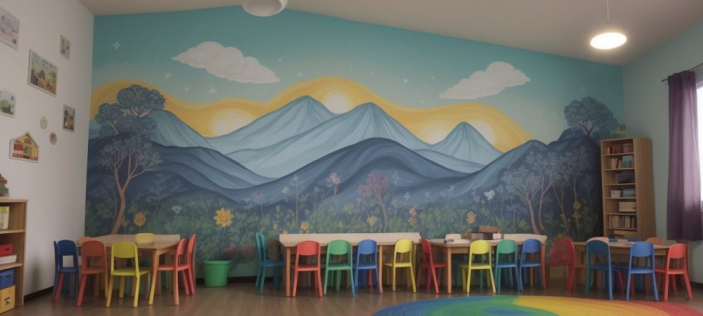 Crianças reunidas em círculo ouvindo atentamente a contação de histórias infantil em sala de aula, com recursos visuais