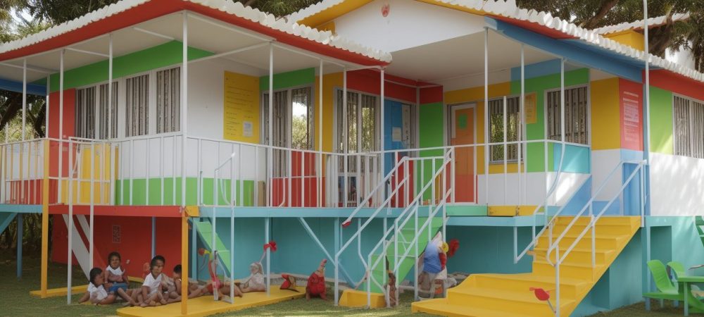 Crianças engajadas em atividades lúdicas e educativas, explorando metodologias de educação infantil em um ambiente colorido e estimulante.