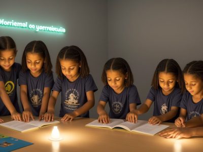 Crianças com TOD interagindo em sala de aula, com foco em estratégias de inclusão e bem-estar.