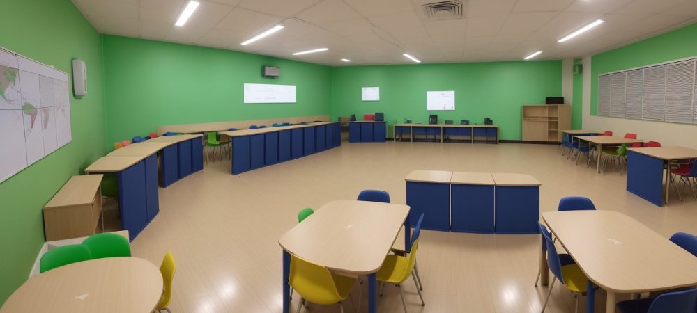 Crianças com TOD interagindo em sala de aula inclusiva, com educadores oferecendo apoio e estratégias de aprendizado.