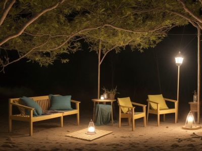 Crianças ouvindo contação de histórias em ambiente acolhedor, com livros ilustrados e fantoches, promovendo a imaginação e o aprendizado.