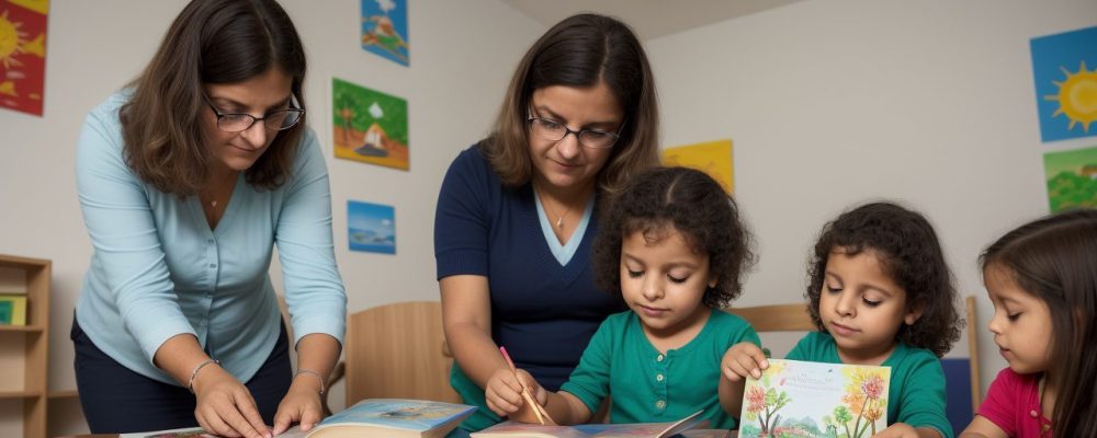 Crianças ouvindo atentamente uma contação de histórias na educação infantil, com foco na imaginação e criatividade.