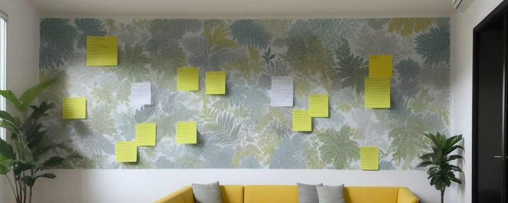 Imagem ilustrando criatividade no serviço público, com brainstorming e ideias em um ambiente de trabalho colaborativo e inovador.