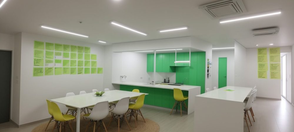 Colaboração em equipe com brainstorming para estimular a criatividade e inovação no ambiente de trabalho