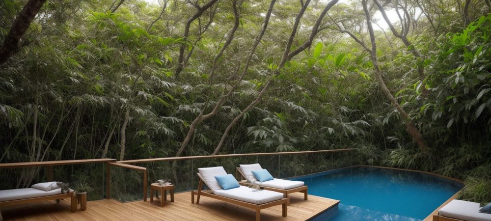 Ambiente de cromoterapia com luzes coloridas e paciente relaxando, ilustrando os benefícios da terapia das cores.