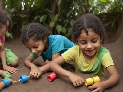 Cuidador infantil aplicando estratégias inovadoras em um ambiente acolhedor e educativo.
