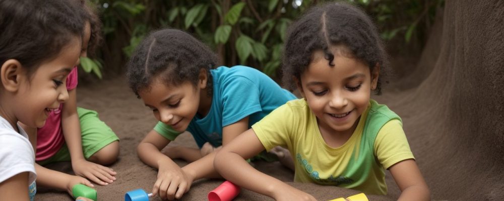 Cuidador infantil aplicando estratégias inovadoras em um ambiente acolhedor e educativo.