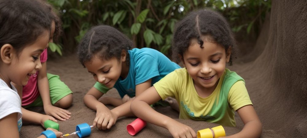 Cuidador infantil aplicando estratégias inovadoras em um ambiente acolhedor e educativo.