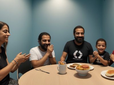 Imagem mostrando um cuidador sorrindo enquanto conversa com um idoso em casa, com foco no bem-estar e saúde.
