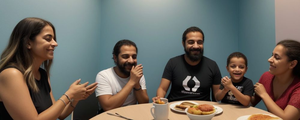 Imagem mostrando um cuidador sorrindo enquanto conversa com um idoso em casa, com foco no bem-estar e saúde.