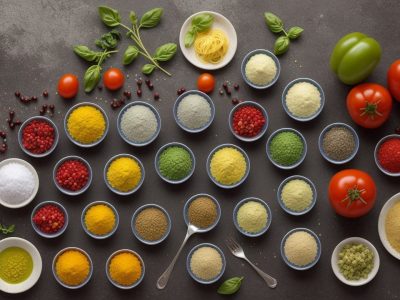 Uma mesa farta com diversos pratos italianos, incluindo massas, pizzas e ingredientes frescos, representando a culinária italiana e seus sabores.