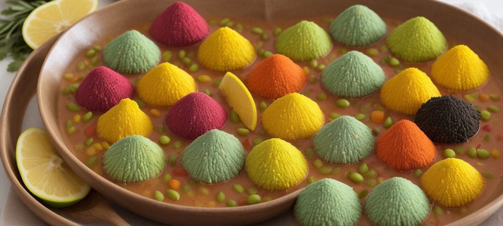 Uma mesa farta com pratos de culinária quilombola, representando a culinária afro brasileira e suas tradições culinárias.