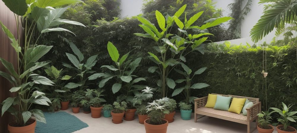 Uma ilustração vibrante de um jardim de plantas medicinais, com pessoas aprendendo e colhendo ervas, representando o curso de fitoterapia e seus benefícios.