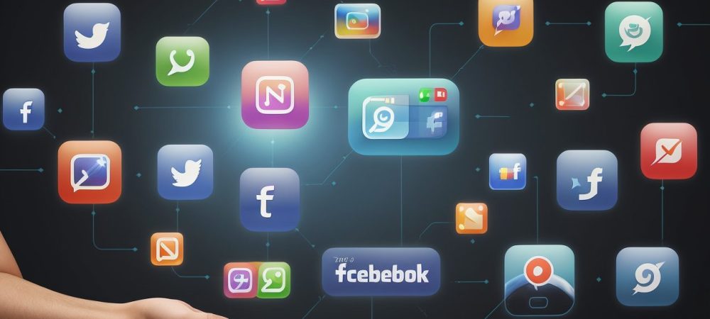 Representação visual da cultura digital no serviço público, com pessoas interagindo em redes sociais e acesso a cursos online