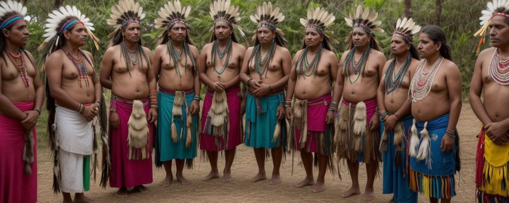 Imagem ilustrando a cultura indígena no Brasil, com foco em tradições, povos originários e línguas indígenas.