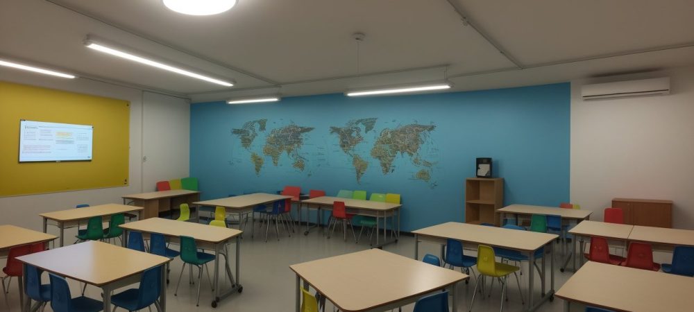 Professor e alunos engajados em sala de aula, utilizando metodologias ativas para explorar o currículo de matemática e a BNCC.