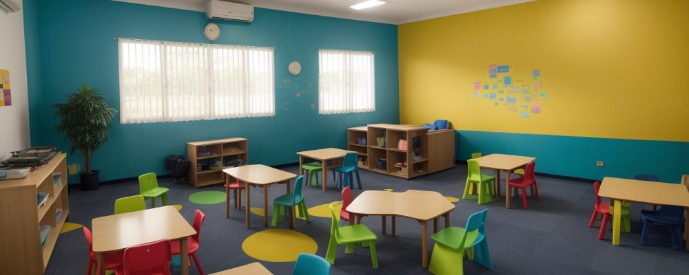 Crianças com autismo em sala de aula, aprendendo e interagindo em um ambiente inclusivo e acolhedor, curso autismo