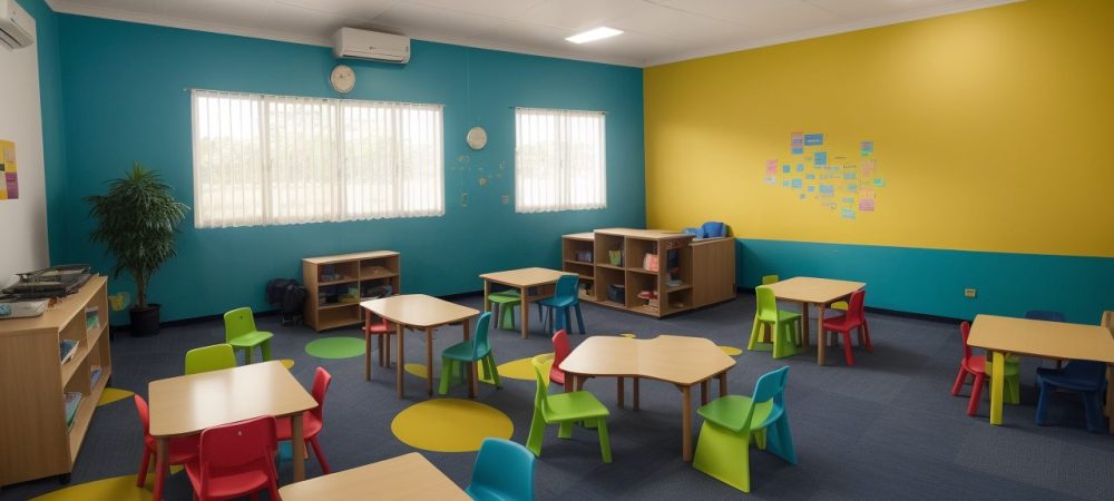 Crianças com autismo em sala de aula, aprendendo e interagindo em um ambiente inclusivo e acolhedor, curso autismo