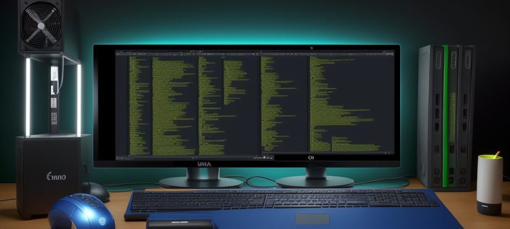 Estudante utilizando um curso Linux online para otimizar o gerenciamento de sistemas, com foco em comandos e Ubuntu.