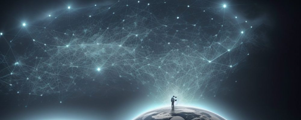 Ilustração de um profissional utilizando o MySQL Workbench, com foco em comandos de banco de dados e gráficos representando a gestão de dados.