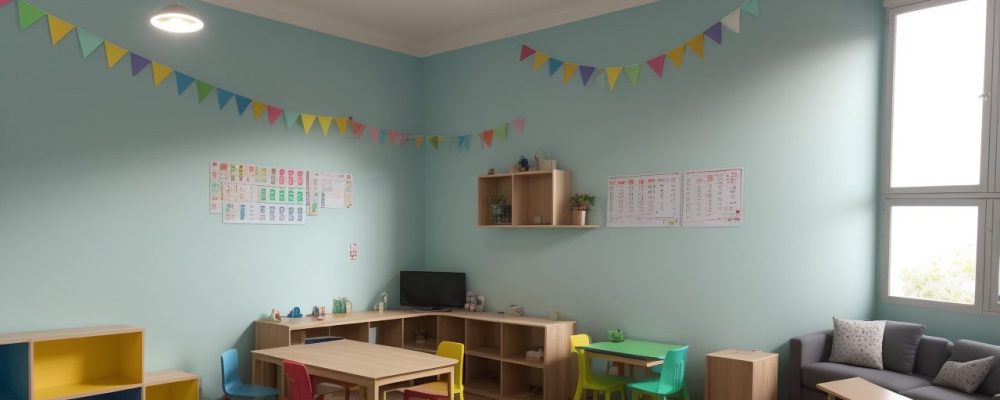 Alunos e professora em sala de aula, utilizando recursos de atendimento educacional especializado (AEE) em um ambiente de educação inclusiva.