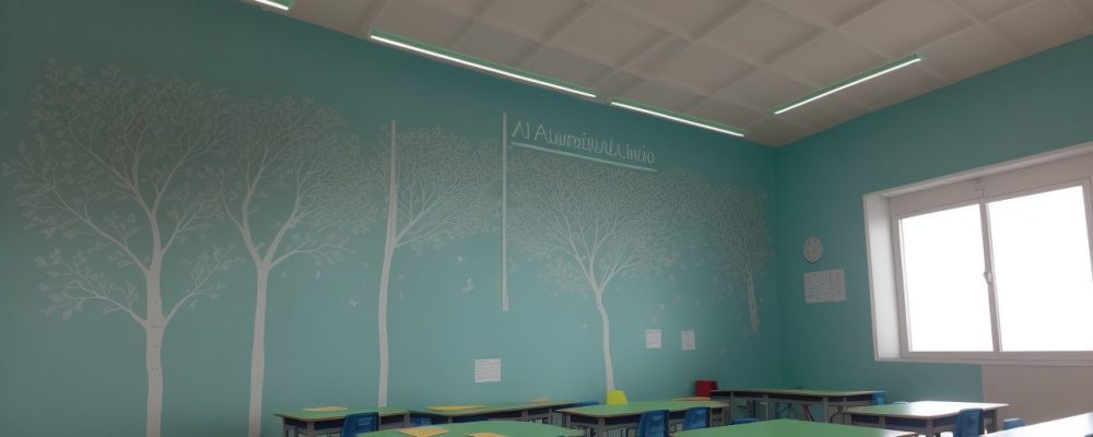 Imagem de um educador aplicando o currículo em ação em sala de aula, com alunos engajados e ferramentas de ensino modernas.
