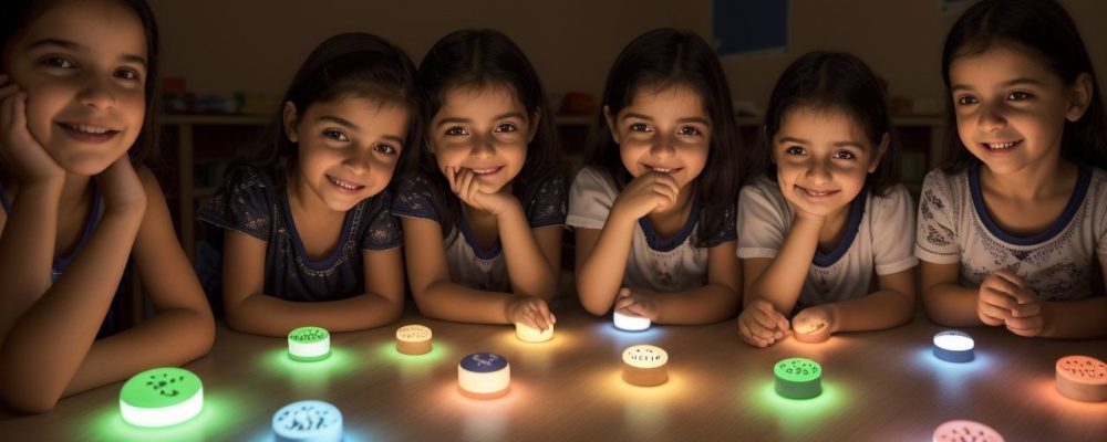 Alunos e professor interagindo em sala de aula com recursos visuais e Libras para inclusão escolar surdez