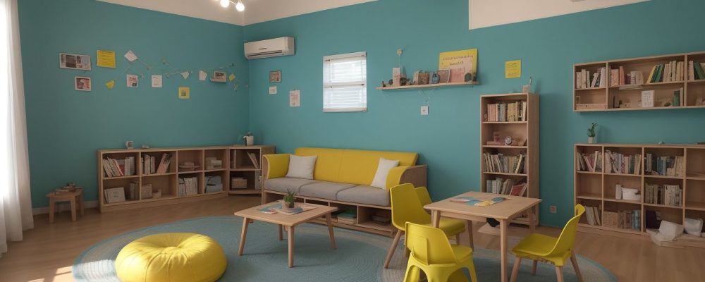 Sala de aula interativa com alunos em atividade de leitura e escrita com foco em alfabetização e letramento.