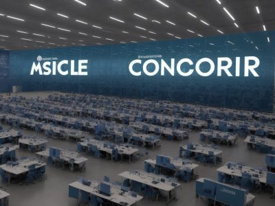 Ilustração de pessoas organizando documentos e arquivos, representando o curso online de controle de arquivos e documentos