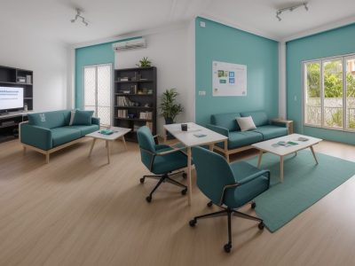 Ambiente de trabalho organizado com documentos e equipe usando ferramentas de gestão documental