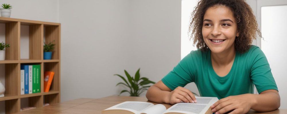 Criança realizando exercícios para dislexia em casa, com apoio e orientação do curso online