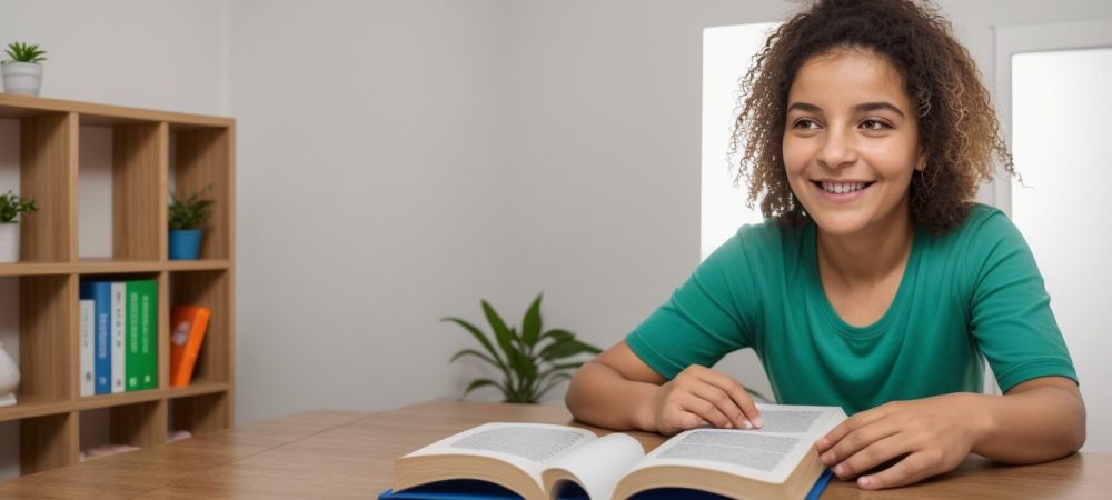 Criança realizando exercícios para dislexia em casa, com apoio e orientação do curso online