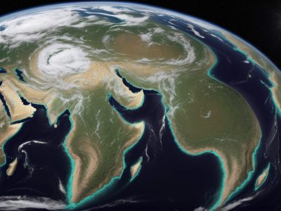 Imagem de um curso online de geografia mostrando o mapa do Brasil e elementos relacionados ao meio ambiente, representando o conteúdo do curso e seus temas.