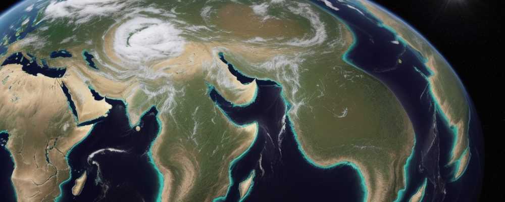 Imagem de um curso online de geografia mostrando o mapa do Brasil e elementos relacionados ao meio ambiente, representando o conteúdo do curso e seus temas.