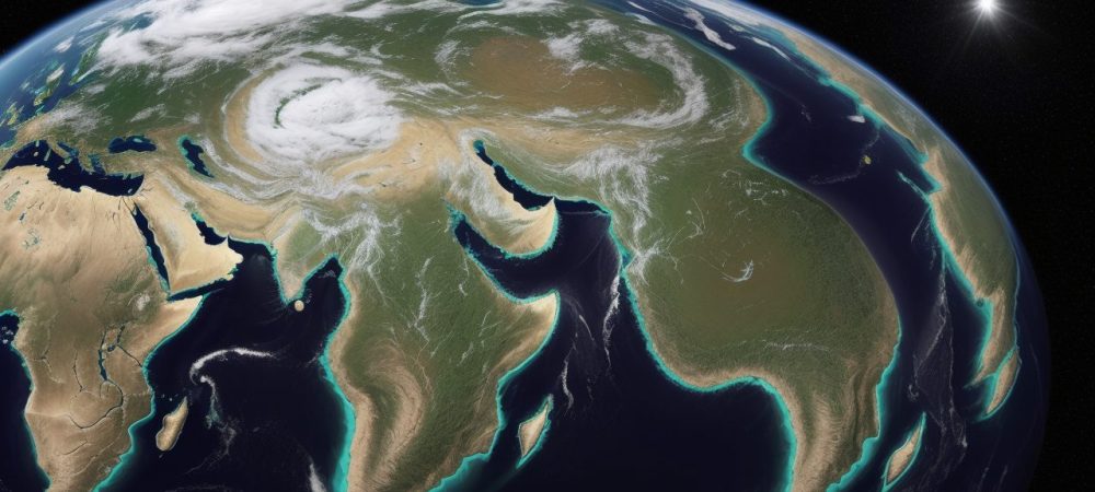 Imagem de um curso online de geografia mostrando o mapa do Brasil e elementos relacionados ao meio ambiente, representando o conteúdo do curso e seus temas.