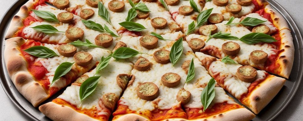 Imagem ilustrando curso pizzaiolo online, com pizzas deliciosas, ingredientes frescos e pessoas aprendendo e se divertindo.