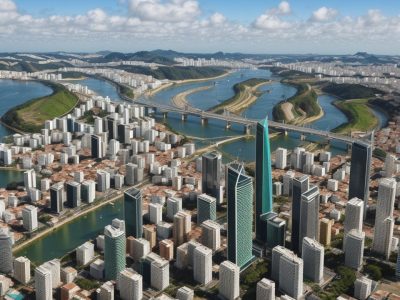 Profissional do serviço público em ambiente de trabalho moderno, visualizando gráficos e planejamentos relacionados ao curso de administração e liderança.