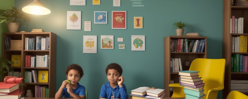 Crianças participando de atividades lúdicas em um curso de alfabetização infantil, aprendendo com jogos e materiais educativos.
