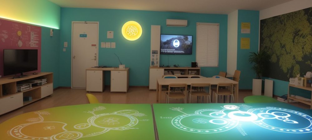 Imagem de um professor utilizando um microscópio em sala de aula durante um curso de biologia, com foco no setor público.